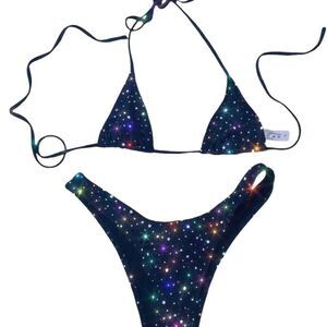 New Black bikini size small. Tiny top and French cut bottoms